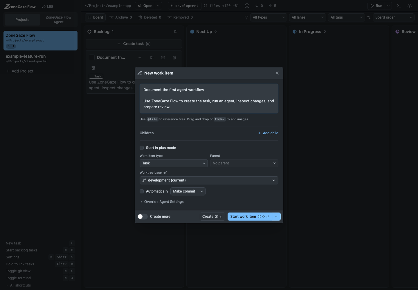 Create task composer with an example prompt
